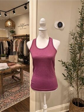 Lululemon Size 6 Purple Striped Racerback Tank Athletic Workout Top